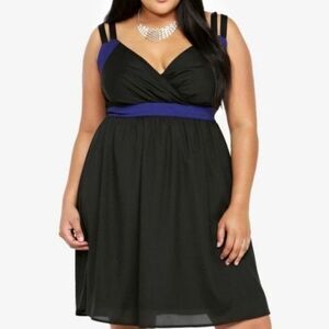 Torrid Black and Royal Blue A-Line Sweetheart Neckline Sleeveless Dress Size 16